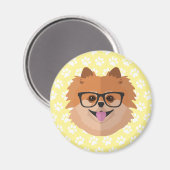 Aimant Chien Poméranien En Verres Nerd | Cadeau Hipster m (Recto/Verso)