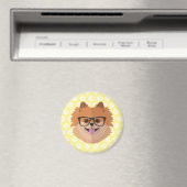 Aimant Chien Poméranien En Verres Nerd | Cadeau Hipster m (In Situ (Lave-vaisselle))