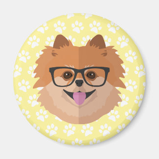 Aimant Chien Poméranien En Verres Nerd | Cadeau Hipster m