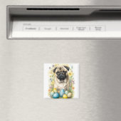 Aimant Chien Pug avec vacances de œufs de Pâques (In Situ (Lave-vaisselle))