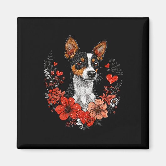 Aimant Chien Rat Terrier de la Saint-Valentin (Devant)