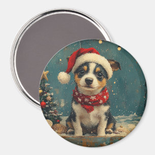 Aimant Chien Rat Terrier Noël Vintage Plage