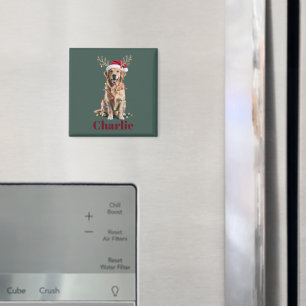 Aimant Chien Retriever Doré Noël Nom Personnalisé