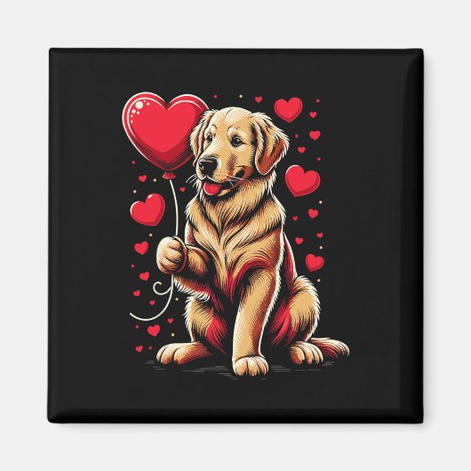 Aimant Chien Retriever doré Saint-Valentin Propriétaire d (Devant)