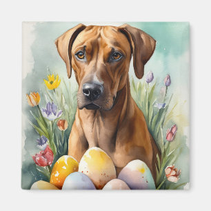 Aimant Chien Rhodesian Ridgeback avec vacances de œufs de