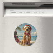 Aimant Chien Rhodesian Ridgeback Noël Plage Vintage (In Situ (Lave-vaisselle))