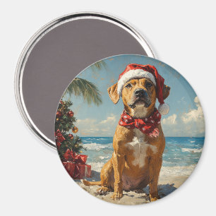 Aimant Chien Rhodesian Ridgeback Noël Plage Vintage