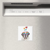 Aimant Chien Saint-Bernard avec coeurs Saint-Valentin  (In Situ (Lave-vaisselle))