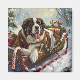 Aimant Chien Saint-Bernard Noël Festif