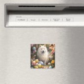 Aimant Chien Samoyé avec oeufs de Pâques vacances (In Situ (Lave-vaisselle))