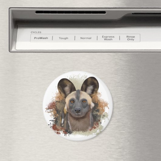 Aimant Chien sauvage africain | Abstrait Paint Splatter (In Situ (Lave-vaisselle))