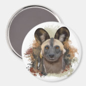 Aimant Chien sauvage africain | Abstrait Paint Splatter (Recto/Verso)