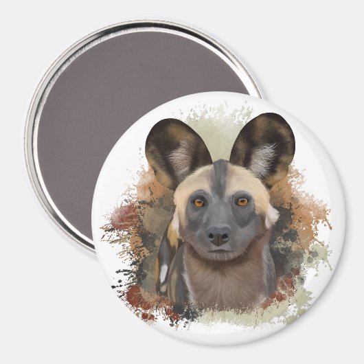 Aimant Chien sauvage africain | Abstrait Paint Splatter (Recto/Verso)