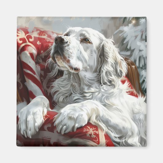 Aimant Chien Setter Anglais Fête de Noël (Devant)