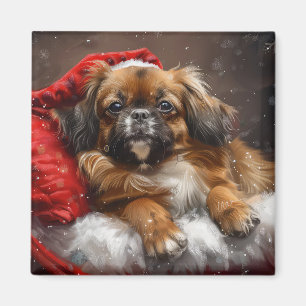 Aimant Chien Spaniel Tibétain Noël Festif