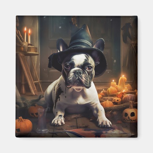 Aimant Chien-taureau Citrouille Halloween effrayant (Devant)