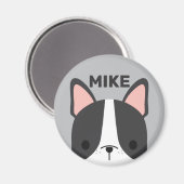 Aimant Chien-taureau français mignon avec nom personnalis (Recto/Verso)