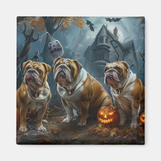 Aimant Chien-taureau Halloween nuit Chien de nuit plaisir (Devant)
