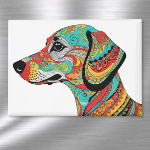Aimant Chien Teckel Coloré Motif Groovy