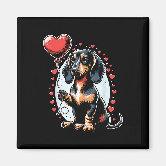Aimant Chien teckel Saint-Valentin propriétaire de chien (Devant)
