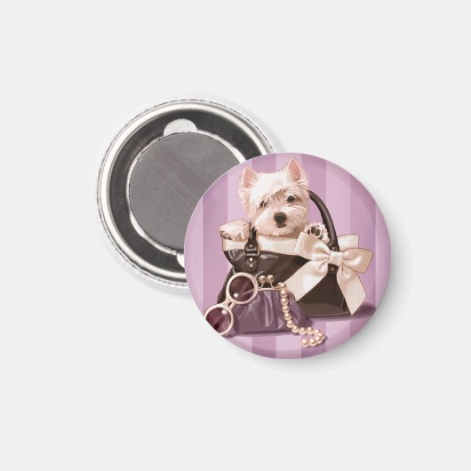 Aimant Chien Westie dans le sac à main (Recto/Verso)