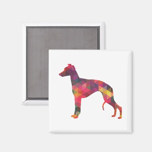 Aimant Chien Whippet Motif géométrique Silhouette Multi (Recto/Verso)