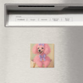 Aimant chienne caniche rose, décoration caniche (In Situ (Lave-vaisselle))