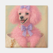 Aimant chienne caniche rose, décoration caniche (Devant)