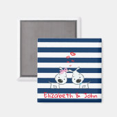 Aimant Chiens adorables en amour sur Striped-Personnalisé (Recto/Verso)