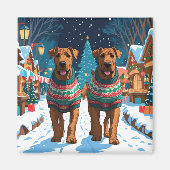 Aimant Chiens Airedale Noël Neige Fêtes (Devant)