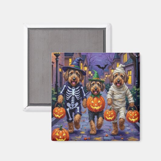 Aimant Chiens Airedale Terrier Trick-or-Treating Hallowee (Recto/Verso)