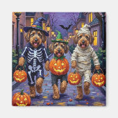 Aimant Chiens Airedale Terrier Trick-or-Treating Hallowee (Devant)