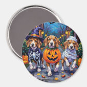 Aimant Chiens Beagle faisant Trick-or-Treating dans un co (Recto/Verso)