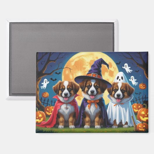 Aimant Chiens bergers belges Citrouille Halloween Funny (Recto/Verso)