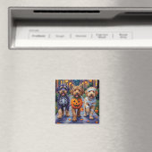 Aimant Chiens Bernedoodle faisant Trick-or-Treating en te (In Situ (Lave-vaisselle))