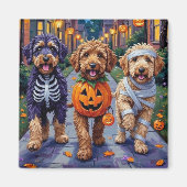Aimant Chiens Bernedoodle faisant Trick-or-Treating en te (Devant)