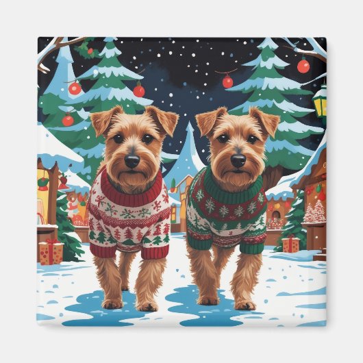 Aimant Chiens Biewer Terrier Noël Neige Fêtes (Devant)
