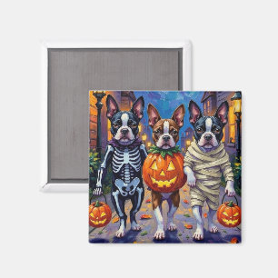 Aimant Chiens Boston Terrier faisant Trick-or-Treating po