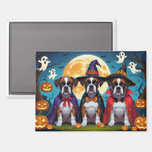 Aimant Chiens Boxer Citrouille Halloween Drôle