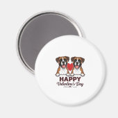 Aimant Chiens Boxer Joyeuse Saint-Valentin Vintage (Recto/Verso)