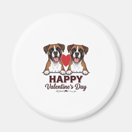 Aimant Chiens Boxer Joyeuse Saint-Valentin Vintage (Devant)