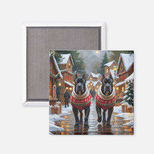 Aimant Chiens Cane Corso Noël Neige Fêtes