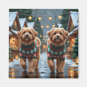 Aimant Chiens Coton De Tulear Noël Neige Fêtes