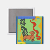 Aimant Chiens, Dachshund Abstrait, ajouter du texte (Recto/Verso)