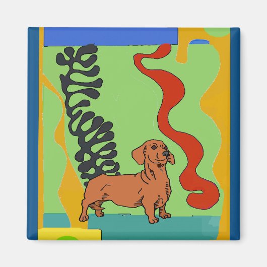 Aimant Chiens, Dachshund Abstrait, ajouter du texte (Devant)