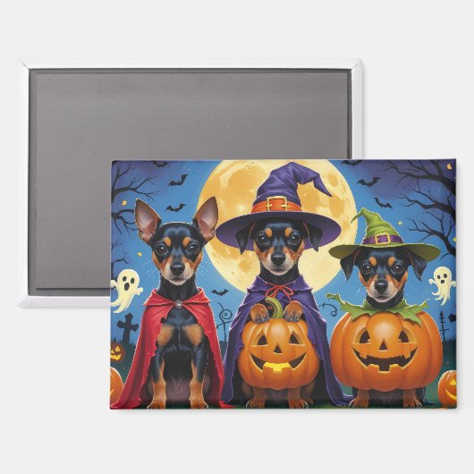 Aimant Chiens d'Affenpinscher Citrouille Halloween Funny (Recto/Verso)