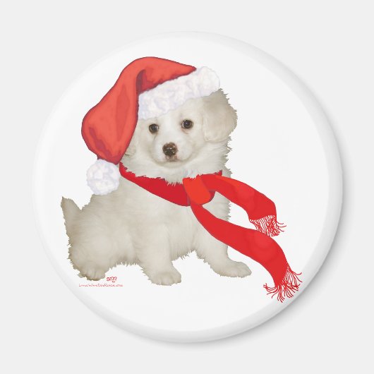 Aimant Chiens d'aide du Père Noël Poodle / Bichon Mix (Devant)