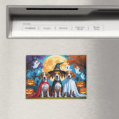 Aimant Chiens de Basenji Citrouille Halloween drôle (In Situ (Lave-vaisselle))