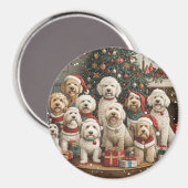 Aimant Chiens de chiot de Noël Goldendoodle (Recto/Verso)