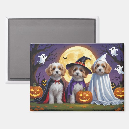 Aimant Chiens de Coton De Tulear Citrouille Halloween Fun (Recto/Verso)